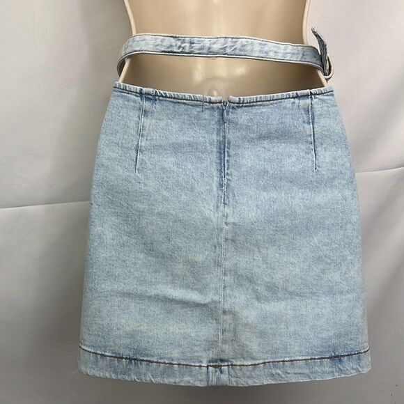 We Wore What cut out indigo zero super light denim mini skirt size small NWT - Picture 8 of 16